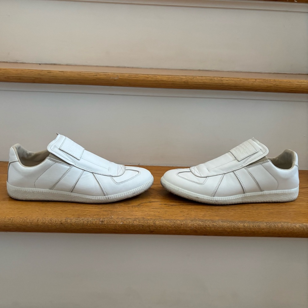 Maison Margiela Paris White Leather Sneakers. Slip-on. Made in Italy. Euro 37. - Picture 2 of 8